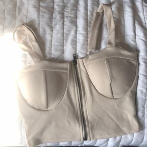Exposed zipper crop cami
